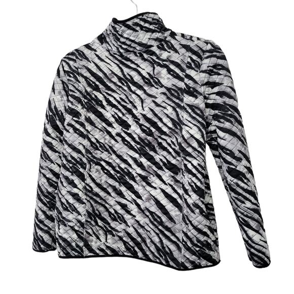 Ruby Rd Zebra Quilted Full Zip Collared Jacket Women Sz Small Petite - Picture 2 of 9